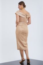 Gold woven sleeveless maxi dress 1