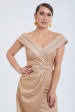 Gold woven sleeveless maxi dress 2